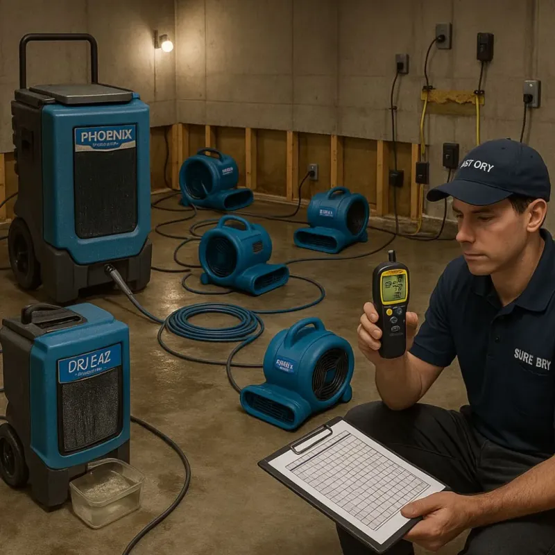 Structural Drying and Dehumidification process in Curtice, OH